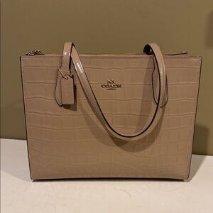 Coach Nina Carryall Beige Croc-Embossed Tote